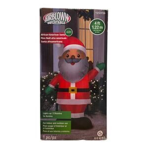 Gemmy Airblown Inflatable African-American Santa 4'